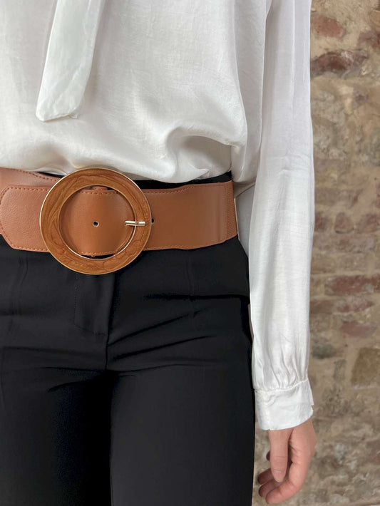 Leather sash belt